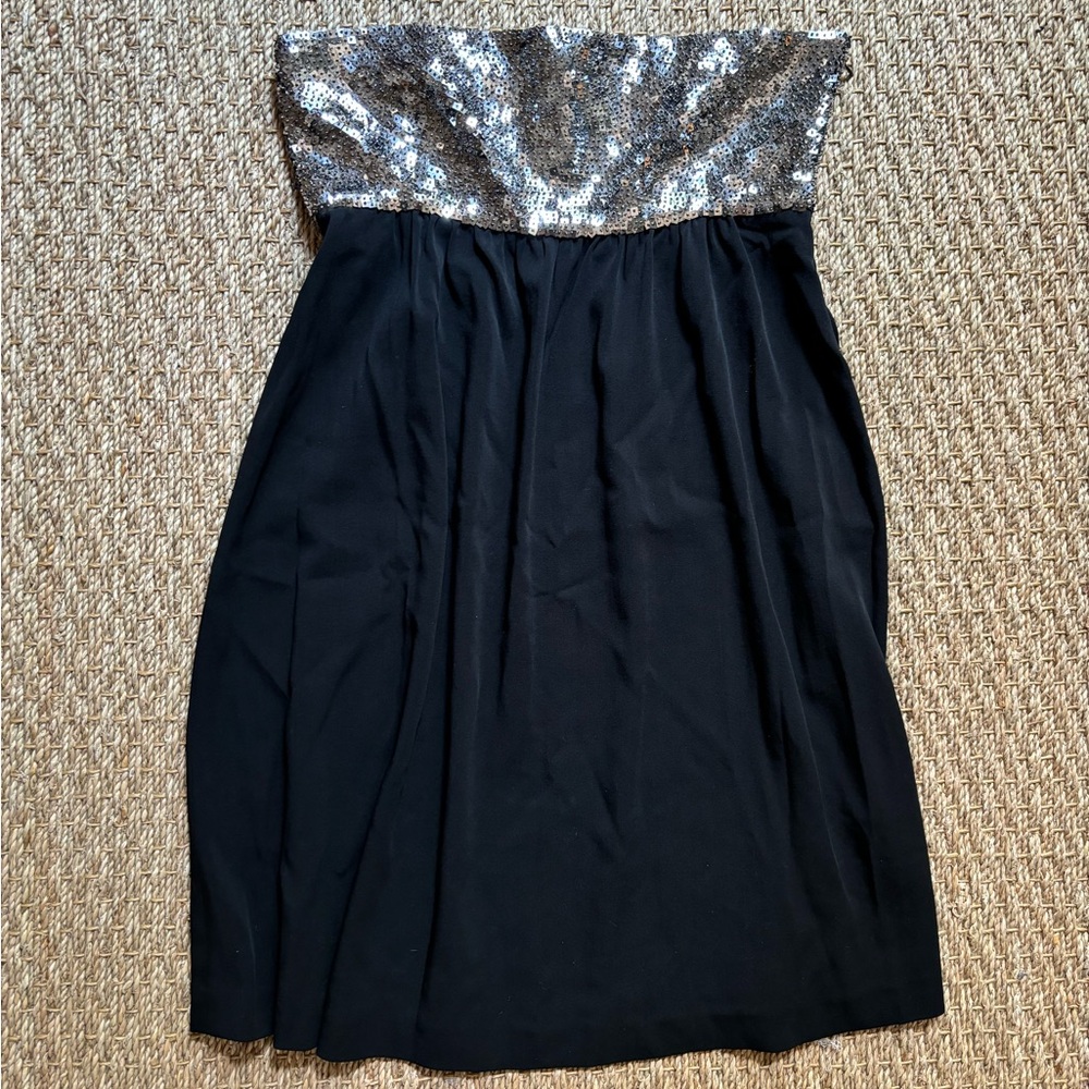 THEORY Black Strapless Sequin Dress Size 4